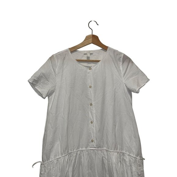 COS White Short-Sleeve Button-Up Cotton Mid Length Dress Women's Size XS - Picture 3 of 9